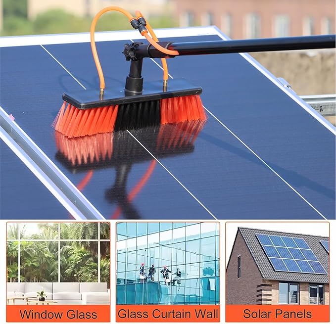 Solar Panel Cleaning Brush and Pole Water Fed Pole Kit Outdoor Window Cleaning Kit Water Fed Pole Window Cleaning12FT/3.6m