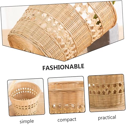 Handmade Woven Trash Can Wastebasket Multi-Function Storage Basket Material Rustic Home Decor