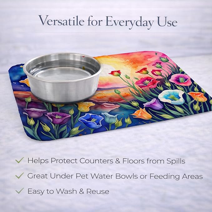 Caroline's Treasures DAC1445DDM Lisianthus in Color Dish Drying Mat Absorbent Dish Drying Mat Pad for Kitchen Counter Dish Drainer Mat for Countertop 14 x 21 Multicolor
