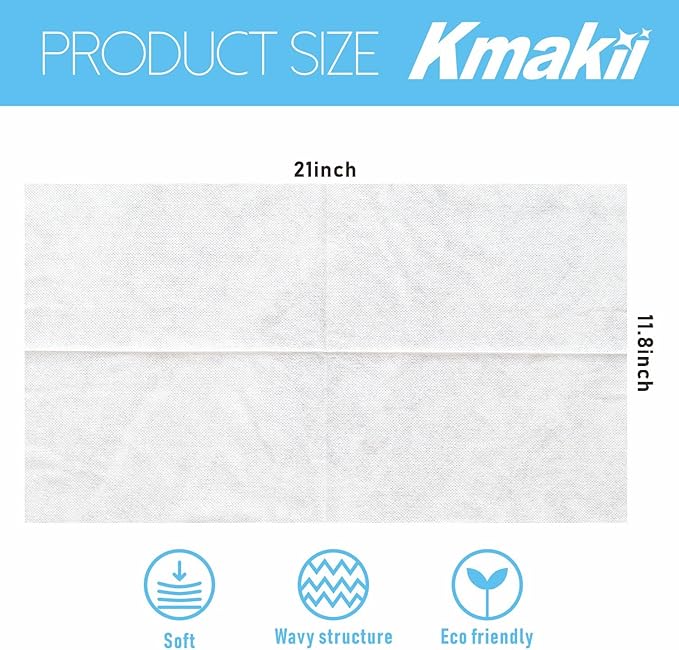 KMAKII Handi Wipe Reusable Cloths - Multi-Purpose Disposable Dish Cloths and Towels Ultra Absorbent Fast-Dry Durable Cleaning Wipes for Kitchen and Home White 11.8 x 21 inches Pack of 80