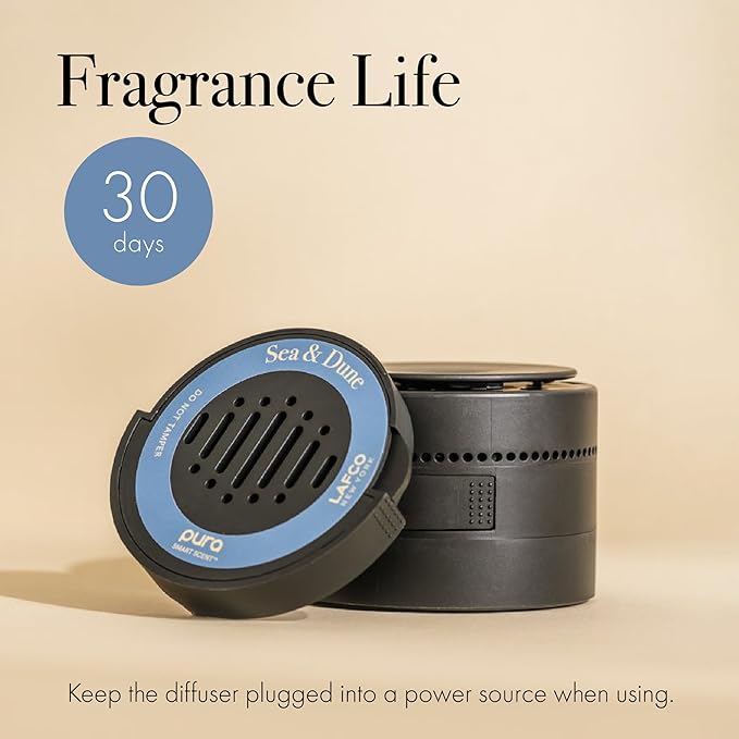 LAFCO New York Pura Car Smart Diffuser Refill Sea &amp Dune - 30-Day Scent - Free of Parabens &amp Phthalates - Cruelty Free