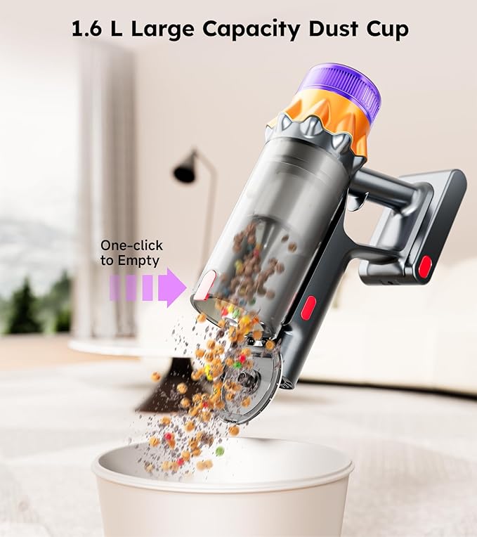 Cordless Vacuum Cleaner 500W 50KPA 60Mins Vacuum Cleaners for Home Self-Standing Stick Vacuums with LED Display Anti-Tangle Lightweight Rechargeable Wireless Vacumm for Pet Hair Carpet Floor