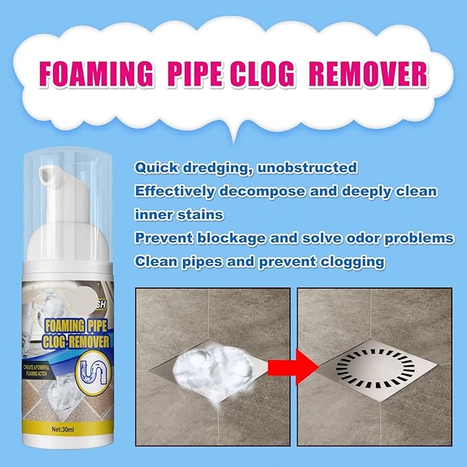 Foam Drain Unclogger for Home Pipes - Deep Cleaning Odor Elimination &amp Clog Prevention for Bathroom and Kitchen Drains(2PCS)