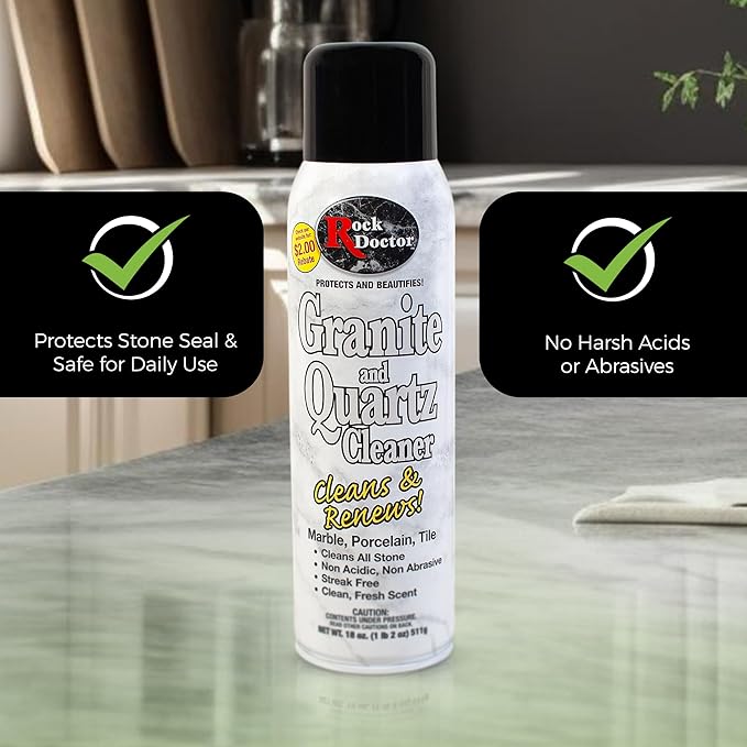 Rock Doctor Granite &amp Quartz Cleaner Spray 18 oz. Can Cleans Tile Marble Kitchen Countertop and Natural Stone Surfaces Streak-Free Shine (6Pack)