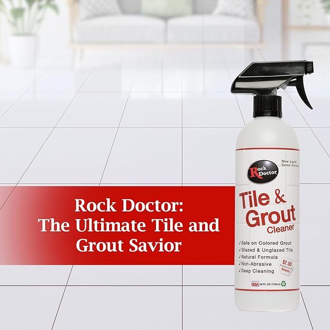 Rock Doctor Tile and Grout 24oz.Rock Doctor Natural Tile and Grout Cleaner Remove Stains Dirt Oil and Soap Scum Heavy Duty Non-Abrasive Tile Cleaner Natural Formula Pack of 2 2/pack