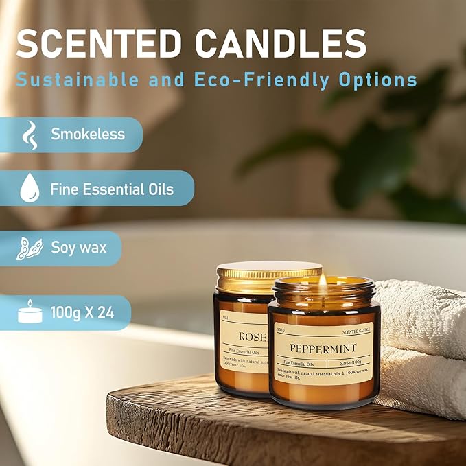 Scented Candle Set 24 Pack Candle for Home Scented Odor Eliminating Stress Relief Long Lasting Soy Wax Gift Set
