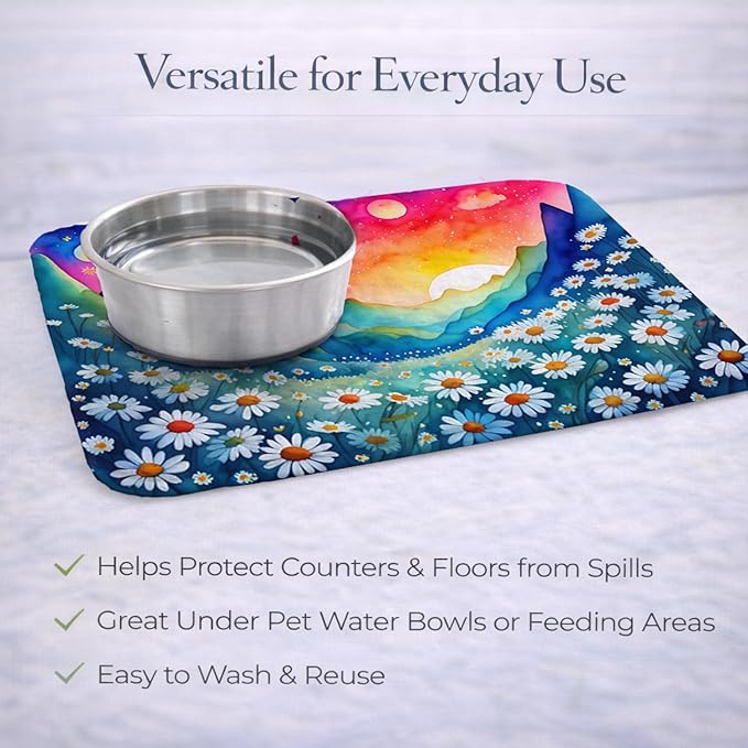 Caroline's Treasures DAC1427DDM Daisies in Color Dish Drying Mat Absorbent Dish Drying Mat Pad for Kitchen Counter Dish Drainer Mat for Countertop 14 x 21 Multicolor