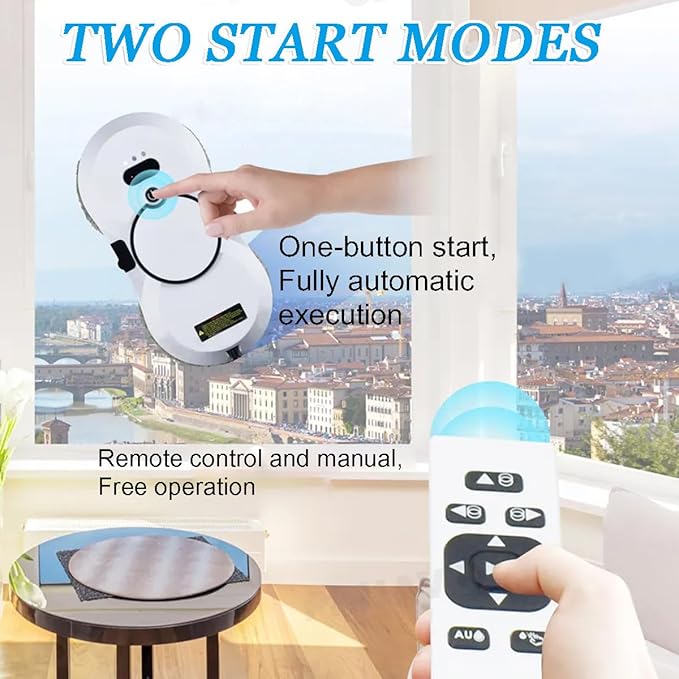 20-Minute Power Failure Protection Window Cleaner With Remote Control | Automatic Water Spray Window Cleaning Robot | Smart Home Fully Automatic Glass Cleaner | Route Planning | Frame Sensing(White)