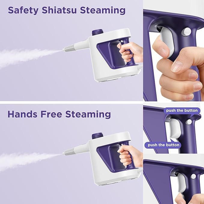 Steam Cleaner HandheldPortable Detail Steamer for Car with 13-piece Kit230°F Steaming for BathroomGroutTile&ampShowerMini Cleaner Running the Boiler at 25 psiSafety Valve Splash-Free