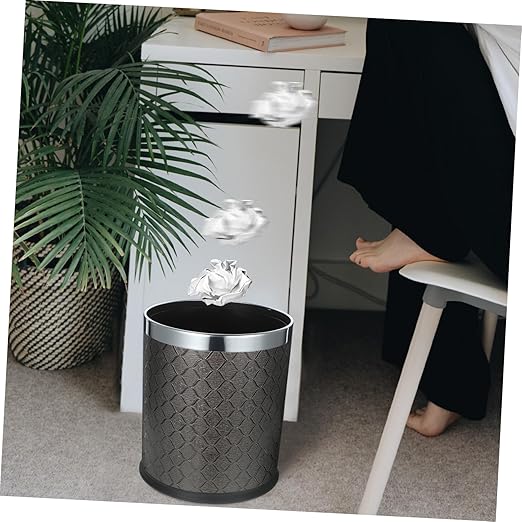 Plastic Wastebasket Round Plastic Trash Can for Home Office Bathroom Sturdy Structure Without Lid Versatile Rubbish Bin for Bedroom Kitchen Car Use