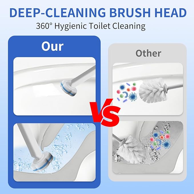 2 Pack Disposable Toilet Brush with Holder Set 104 Count Toilet Wand Refills Extended Handle Toilet Bowl Cleaner Brush for Bathroom and Bathtub Deep Cleaning