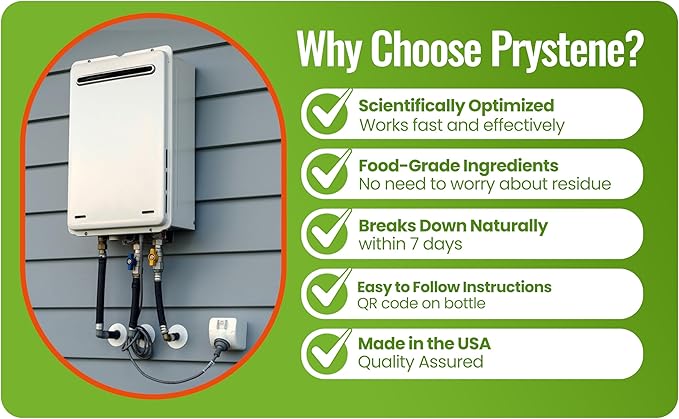 Tankless Water Heater Descaler Solution (32 Fluid Ounces) - Professional-Grade Descaler/Cleaner Restores Heating Efficiency. Easy to Use Food Grade Ingredients Biodegradable Made in USA.