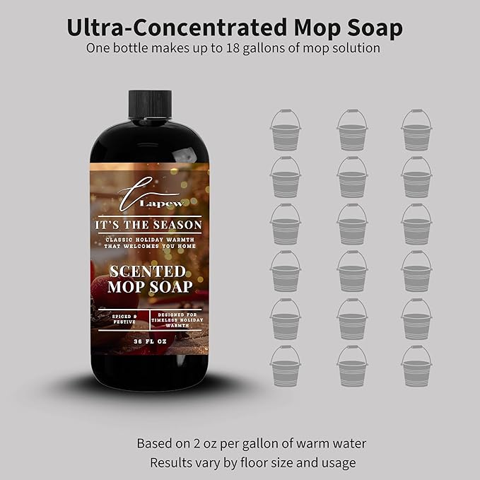 Lapew It's The Season Scented Mop Soap - Luxury Floor Cleaner Concentrate for Mopping Tile Laminate Vinyl &amp Hardwood | Streak-Free Low-Foam | 36 oz