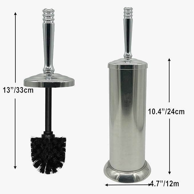 Silver Chrome Toilet Bowl Brush with Holder with Removable lastic Liner Durable Bathroom Cleaning Tool Bathroom Cleaner Brush for Efficient Cleaning and Hygiene