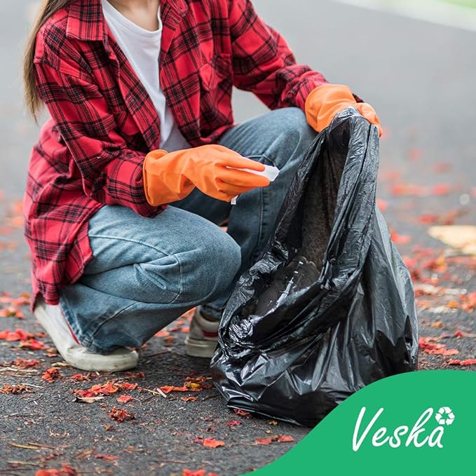 Veska 55-60 Gallon Trash Bags Heavy Duty (MegaValue 100 Bags w/Ties) 50-60 Gallon Large Black Garbage Bags Heavy Duty | Large Black Trash Bags for Commercial Lawn and Leaf Bag