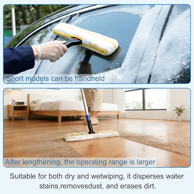 2 in 1 Window Squeegee &amp Squeegee Broom 13.78 Heavy Duty Floor Squeegee Mop with 59 Extension Pole &amp 2 Scrubbers Industrial Tile Floor Squeegee for Shower Glass Door Car Windshield