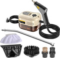 Portable Handheld Steam Cleaner 2500w Steamer with 6 Steam Settings – Includes Floor Mop Window Squeegee Attachments for Homedirtgrouttilefloorcouch and Car(Beige)