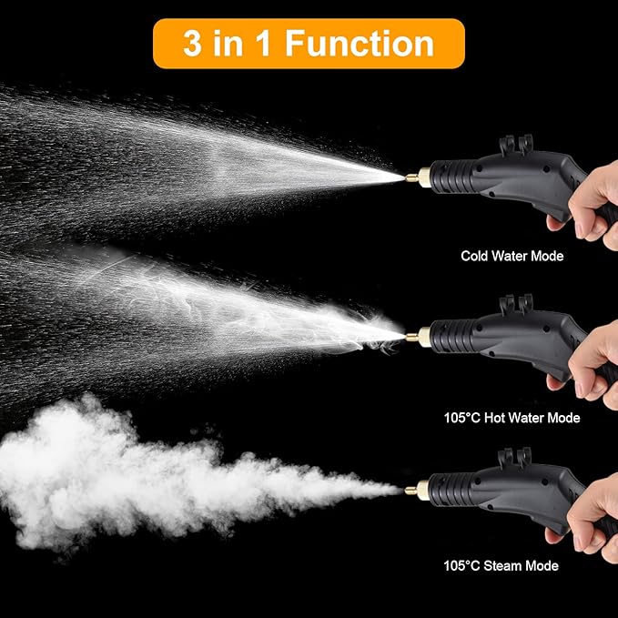 1800W Handheld Steam Cleaners for Home Use 4L Capacity High Temperature Fast Heating 5 Bar High Pressure Steamer Cleaner with Voice Prompt for Car Kitchen Air Conditioner Washing Machine
