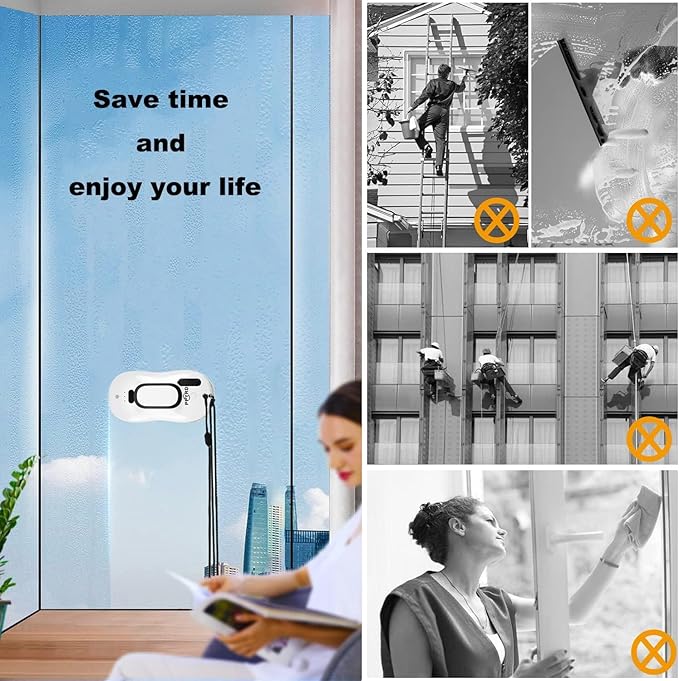 Window Cleaning Robot Vacuum with Ultrasonic Water Spray and Remote Control for Indoor Outdoor High Windows Glass Tiles
