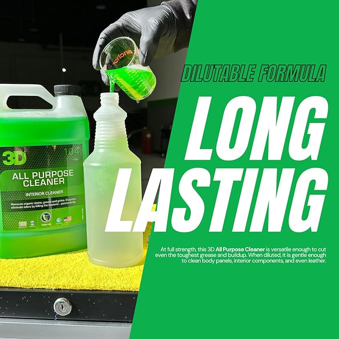 3D All Purpose Cleaner Multi-Surface Cleaning Spray &amp Refill for Car Home &amp Office - 16oz Spray Bottle + 1 Gallon Refill
