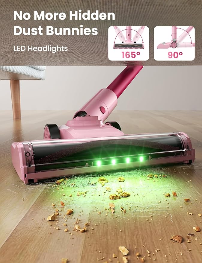 Dzaki Cordless Vacuum Cleaner Stick Vacuum with Smart LED Display 50KPA 55Mins Vacuum Cleaners for Home Powerful Suction Anti-Tangled Lightweight Rechargeable Vac for Pet Hair Carpet