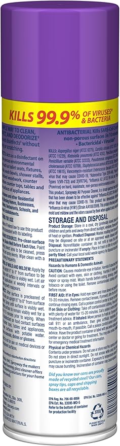 Sprayway All Purpose Cleaner with Lavender Scent 19oz Pack of 6 | Foaming Action Clean Disinfect Deodorize | Tough on Grease Soap Scum Grime | EPA Approved Kills 99.9% of Viruses &amp Bacteri