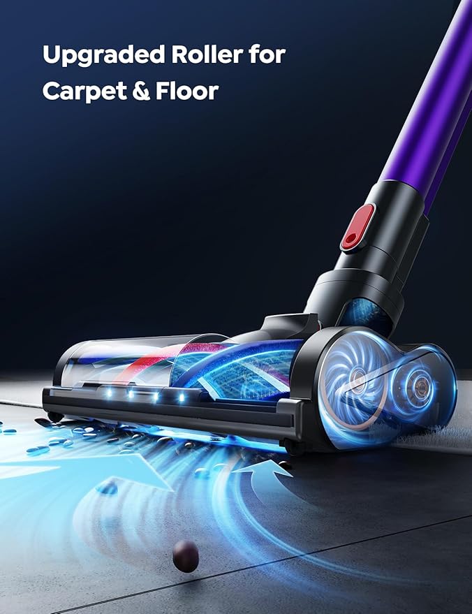 BuTure VAC Cordless Vacuum Cleaner 450W 38Kpa Max 55 Mins Vacuum Cleaners for Home with Detachable Battery Stick Vacuums with Touch Display Handheld Vacuums for Hardwood Floor Carpet Pet Hair