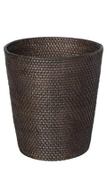 KOUBOO Loma Round Rattan Paper Waste Basket Trash Can Bathroom Garbage Bin Bedroom Kitchen Office Home Desk Small Wicker Bin for Waste Paper Espresso