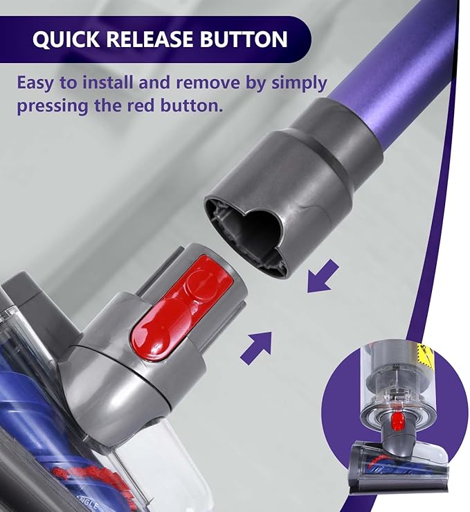 Mini Motorized Brush Head Compatible with Dyson V7 V8 V10 V11 V15 Vacuum Cleaners - Pet Hair Removal Vacuum Attachment - Hair Screw Tool for Carpeted Stairs Couch/Sofa Cushions Car Carpet