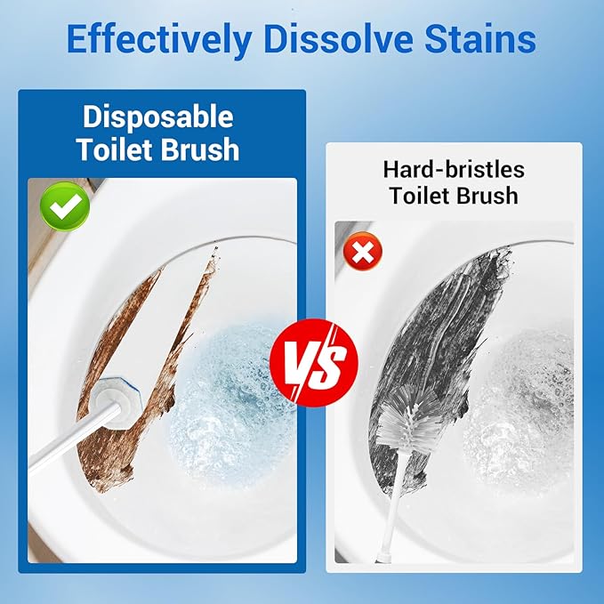 50 Counts Disposable Toilet Bowl Wand Refills 5X Cleaning Power Toilet Cleaner Refill Pads Deep Cleaning No Falling Apart Fresh Fragrance Compatible with Most Toilet Brushes