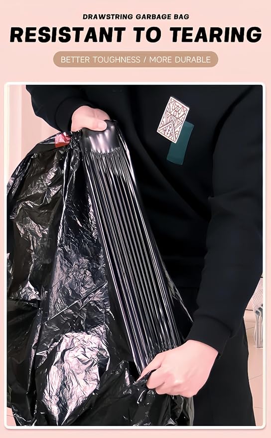 33 Gallon Black Drawstring Trash Bags 25 Count Heavy Duty Large Garbage Bags for Kitchen Office Yard