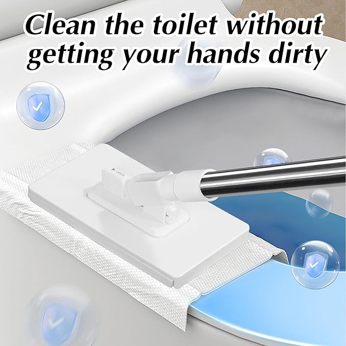 Mopa Desechable para Polvo Con 4 Paños ReutilizablesNo-Wash MopHands-Free Face Wash Towel Mop Dry Wet Mop for House Wall Bathroom Toilet Corners Door Window Gaps
