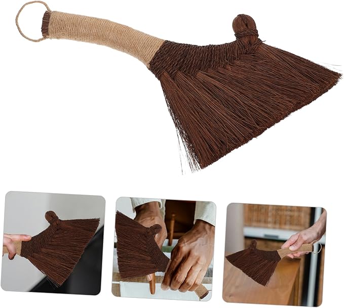 Small Handheld Desk Broom Traditional Straw Whisk for Dust Removal Desktops Keyboards and Hard Reach Areas for Indoor and Outdoor Cleaning