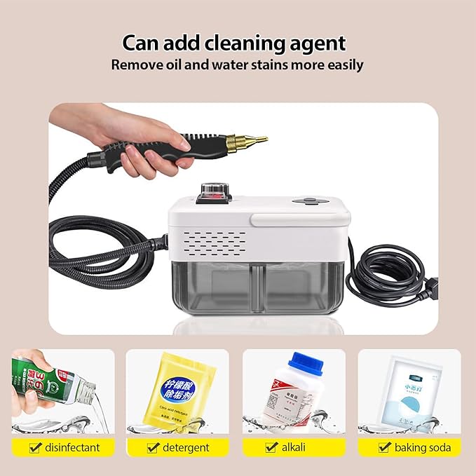 Pressurized Handheld Steam Cleaner for Home 10s Heat-Up Handheld Steamer for Cleaning3Bar pressure1950W power1.7 Qt Tank Portable Steam Cleaner Handheld for KitchenCarTileWindowFloor