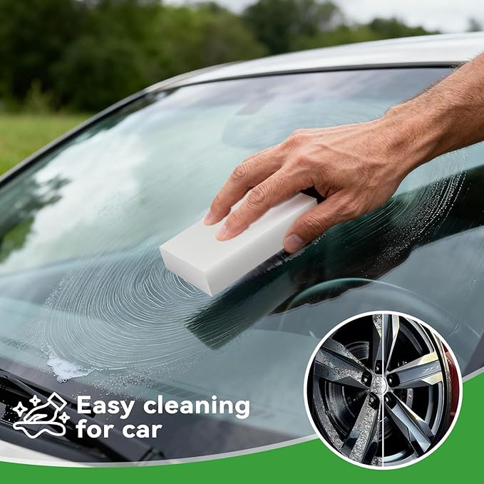 Magic Sponge Erasers Water-Activated Cleaning Sponge Multi-Purpose Melamine Foam Cleaner for Kitchen Bathroom Walls Shoes &amp Car Interior – Durable Non-Scratch &amp Reusable (100)