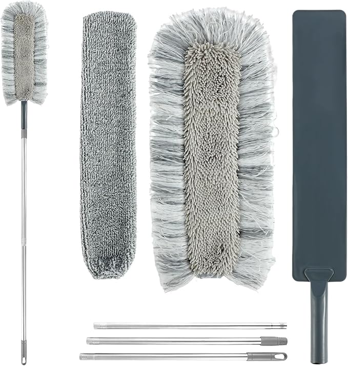 Telescopic Dust Mop with 67In Handle Floor Ceiling Broom Bed Bottom Dust Cleaner Sofa Dust Removal Brush Household Cleaning Tool