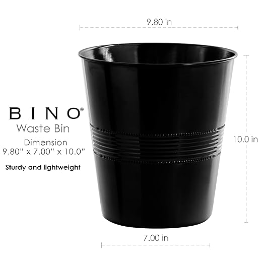 BINO Metal Waste Basket for Home Office Bathroom Dorm Kitchen and More | Trash Can Bin for Bedroom | Desk Trash Can | Home Essentials