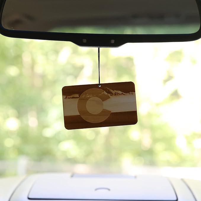 Arotags Colorado Wooden Car Air Freshener - Long Lasting Backwoods Birch Scent Diffuses for 365+ Days - Includes Hanging Mirror Diffuser and Fragrance Oil - 100% American Made