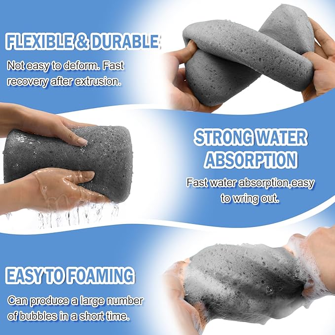 Tioncy 24 Pcs Large Car Wash Sponges Bulk 7.5 x 5.5 x 1.9 Inch Grouting Foam Cleaning and Washing Sponge Commercial Foam Large All Purpose for Kitchen Bathroom Household (Grey)
