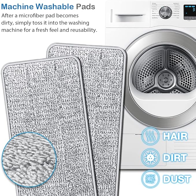 Tethys Flat Floor Mop and Bucket Set for Professional Home Floor Cleaning System with Aluminum Handle/2-Washable Microfiber Pads Perfect Home + Kitchen Cleaner for Hardwood Laminate Tiles Vinyl