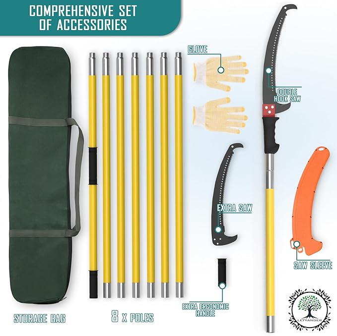 Pole Saws for Tree Trimming 7.3-27 ft Extendable Tree Trimmers Long Handle Pruner Sharp Steel Blade and Scissors High Branches Trimming Tree Pruner Tree Saw (7.3-27 ft)