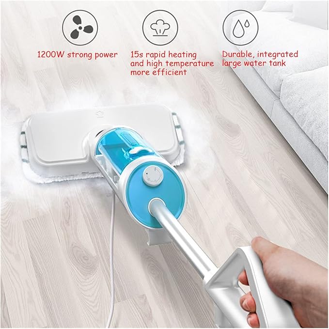 Wet Dry Vacuum Cleaner Steam Cleaner Mop Electric Handheld Household High Temperature Sterilization Cleaner Sweep Machine for Floor Cleaning Mop Floor Cleaning (with 4 Mop Cloth Medium)