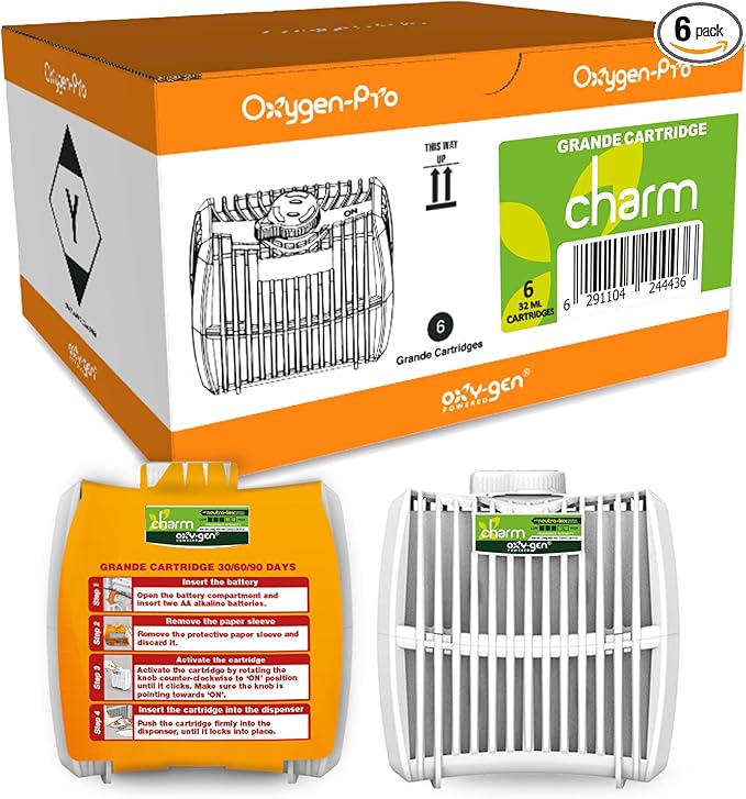 Oxygen-Pro - Charm Cucumber Melon Medium Fragrance Cartridge For Oxy-Gen Powered Commercial Air Fresheners and Deodorizers (6)