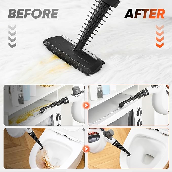 Steam Disinfection Cleaner Handheld Pressurized Natural Steam Cleaner with 9 PCS Accessories Portable Multi-Surface Steamer for Cleaning Home Kitchen Floor Upholstery Tile Grout &amp Car
