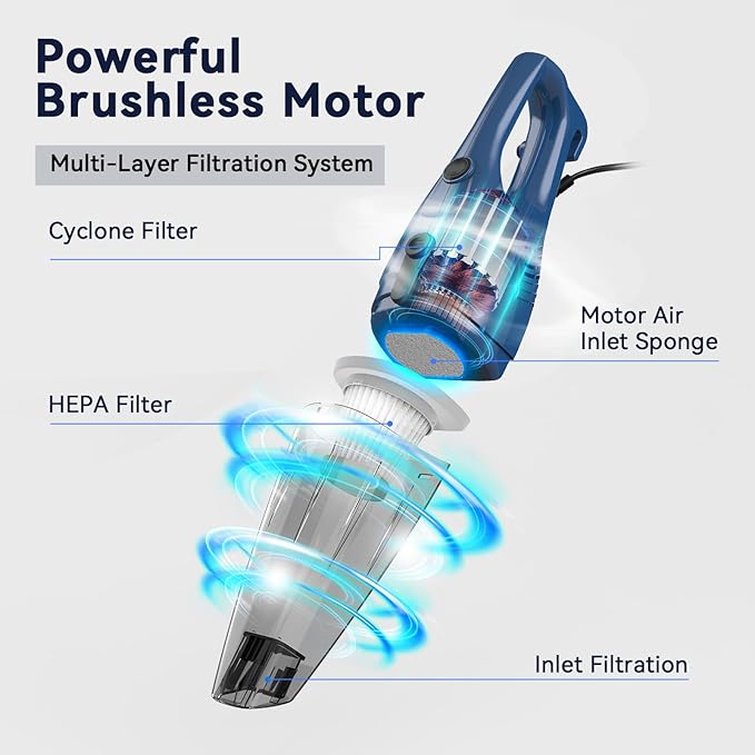 Corded Vacuum Cleaner 12-in-1 Vacuum Cleaners for Home 15Kpa Power Suction Lightweight Stick Vacuum with Washable HEPA Filter Converts to a Handheld Vacuum for Home Pet Hair Carpet Hard Floors