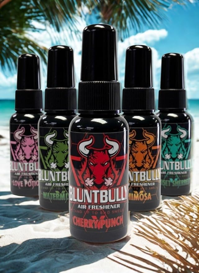 Blunt Bully Air Freshener (Mystery Flavor) Premium Oil Based Air Freshener Spray. Long-Lasting Room Bathroom Office &amp Car Scent | Eliminates Odors from Smoke Pets &amp More (Pack of 5)