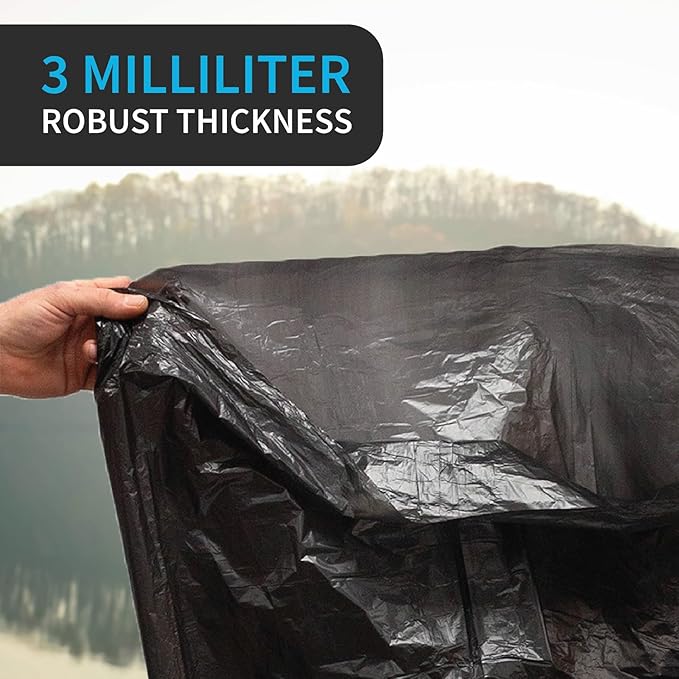Heavy Duty Contractor Bags 42 Gallon 32.75 X 47 - 3 MIL Thick Large Black Industrial Garbage Trashbags (No Ears) for Construction and Commercial use (No Ties)