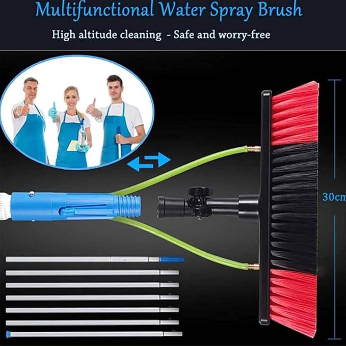 Telespole/Photovoltaic Cleaner/Solar Panel Water Spray Glass Cleaning Brush/Photovoltaic Panel Cleaning Tool/7M