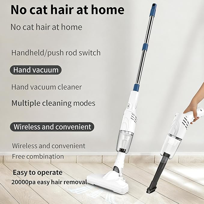 2026 New Stick Vacuum Cordless Rechargeable Carpet Shampooer Machine Deep Cleaner Cordless Vacuum Cleaners for Home Powerful Smart 2-in-1 Vacuuming &amp Mopping for Car Office &amp Home Cleaning