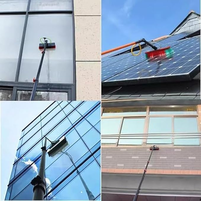 18FT Extendable Aluminium Water Fed Pole Telescopic Window Cleaning Brush &amp Solar Panel Cleaner - Professional Window Cleaning Equipment for Home &amp Commercial Use
